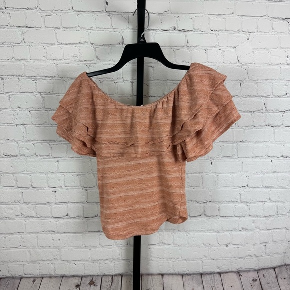 Free People Heirloom Ruffle Top Light Brown Size Small - Picture 1 of 7